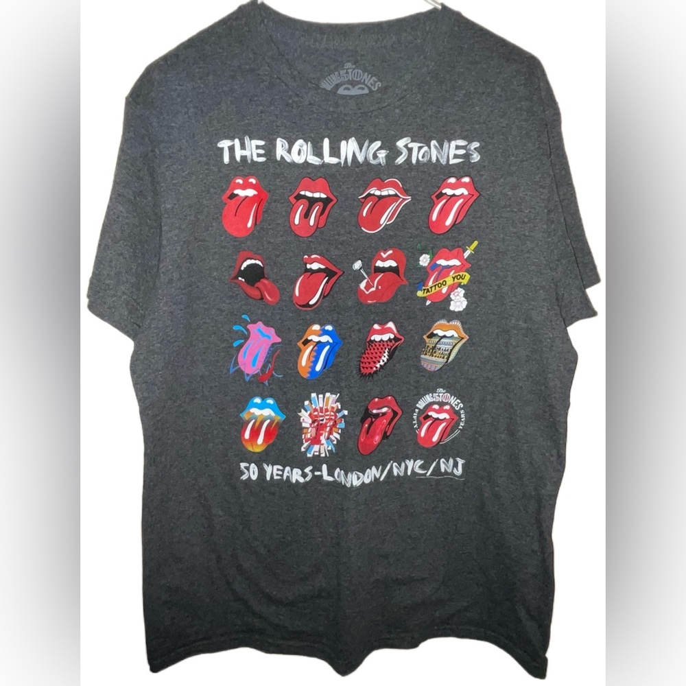 Rolling Stones 50 Years Variety of Logos Graphic Tee